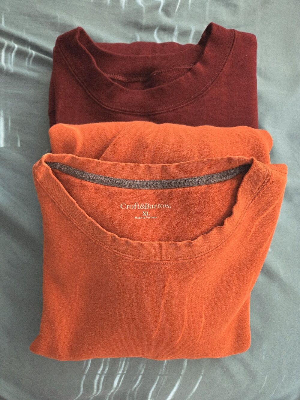 2 Croft & Barrow Mens XL Cotton Crew Neck Pullover Sweatshirt Cozy Fall Gorpcore